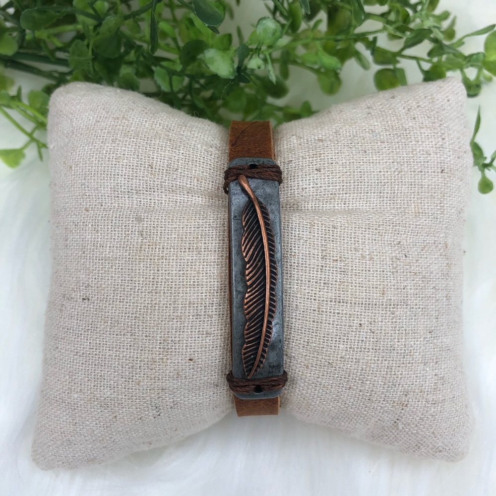 Handmade Leather | Feather Bracelet